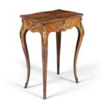 A FRENCH KINGWOOD AND ORMOLU MOUNTED LIFT-TOP TABLE, 19th century, with quarter veneered top and