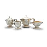 AN IRISH 'CELTIC REVIVAL' FOUR PIECE SILVER TEA SERVICE, Dublin c.1978, mark of George Bellew & Sons