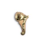 AN ART NOUVEAU COPPER AND BRASS FIGURAL DOOR BELL, decorated with a nude figure, the base