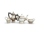 AN IRISH SILVER FOUR-PIECE TEA AND COFFEE SERVICE, Dublin c.1979, comprising: coffee pot, teapot,