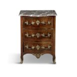 A LOUIS XVI KINGWOOD AND CROSS BANDED COMMODE, with cast ormolu escutcheons in rococo taste, with
