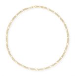 A BI-COLOURED GOLD NECKLACE, composed of fancy polished and textured gold links, in 14K gold,