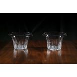 A PAIR OF 19TH CENTURY DOUBLE LIPPED GLASS RINSERS, each of tapered form, with alternating flat-