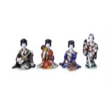 A COLLECTION OF KUTANI WARE PORCELAIN FIGURES, Meiji (1868 - 1912), comprising three female
