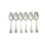 A SET OF SIX OLD ENGLISH PATTERN SILVER DESSERT SPOONS, Birmingham, c.1931, (c.10 troy ozs)