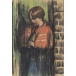 William Conor RHA RUA ROI (1881-1968) The Red Shawl Charcoal and pastel on paper,