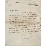 THE POET TO HIS BELOVED W.B. YEATS An autograph signed letter to 'My dear Maud' [Gonne], 1 pp,