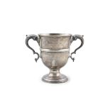 AN IRISH GEORGE II SILVER TWO HANDLED CUP, Dublin c.1740, presented to Isaac Greenwood Esq.