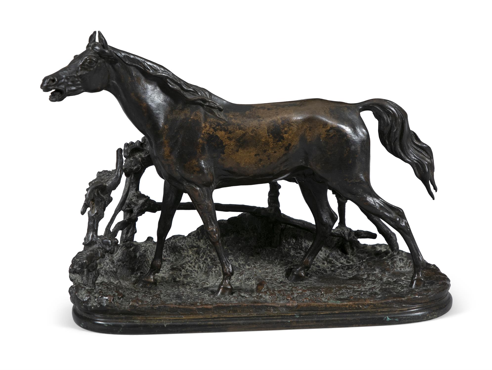 AFTER P.J MENE (19TH CENTURY) Horse striding by fence Bronze, 19cm high; 23cm wide - Bild 2 aus 4