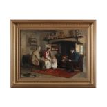 CLAUDE PRATT (1860-1935) Fireside Gathering Oil on canvas, 46 x 61cm Signed