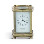 AN EARLY 20TH CENTURY FRENCH BRASS CARRIAGE CLOCK, with retailer's mark 'E&RS' Harrison Finsbury