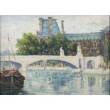 FERGUS O'RYAN RHA (1911-1989) City Bridge over the Seine, Paris Oil on board, 36.7 x 50cm
