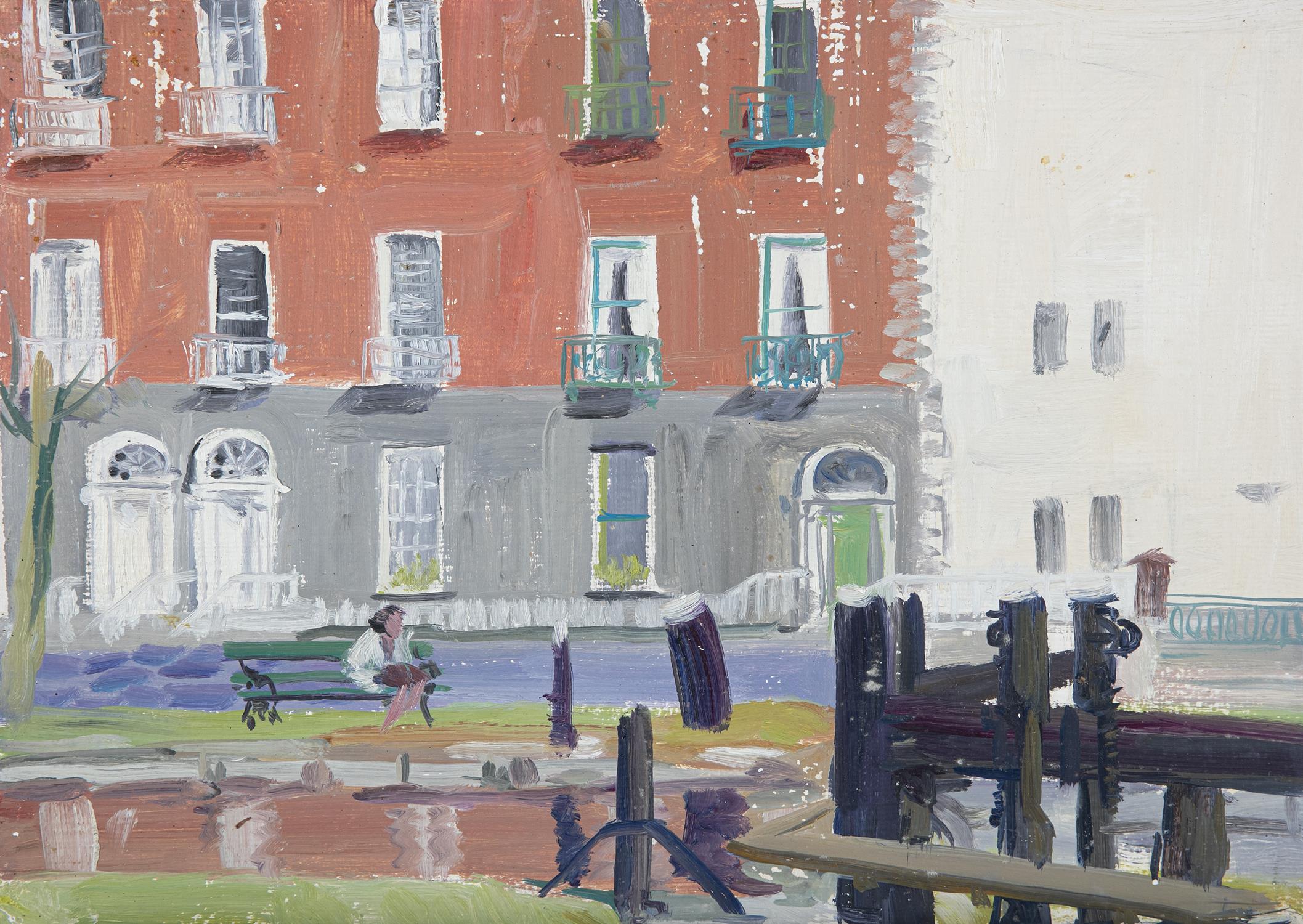 FERGUS O'RYAN RHA (1911-1989) Canal, Wilton Place, October 1978 Oil on canvas paper, 25.5 x 35.