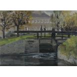 FERGUS O'RYAN RHA (1911-1989) Study for Grand Canal, Mespil Road, November 1966 Oil on canvas paper