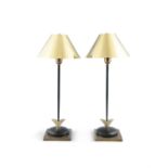 BANCI A pair of brass and enamel table lamps by Banci, Florence, Italy c.1980. 66cm (h)