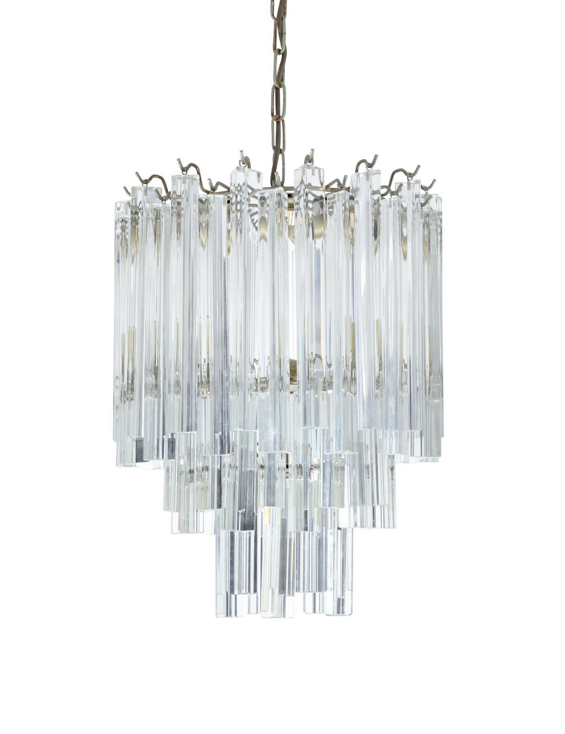 MURANO A pair of Murano chandeliers, with glass drops, Italy c.1950. 53 x 38 x 38cm - Image 2 of 2