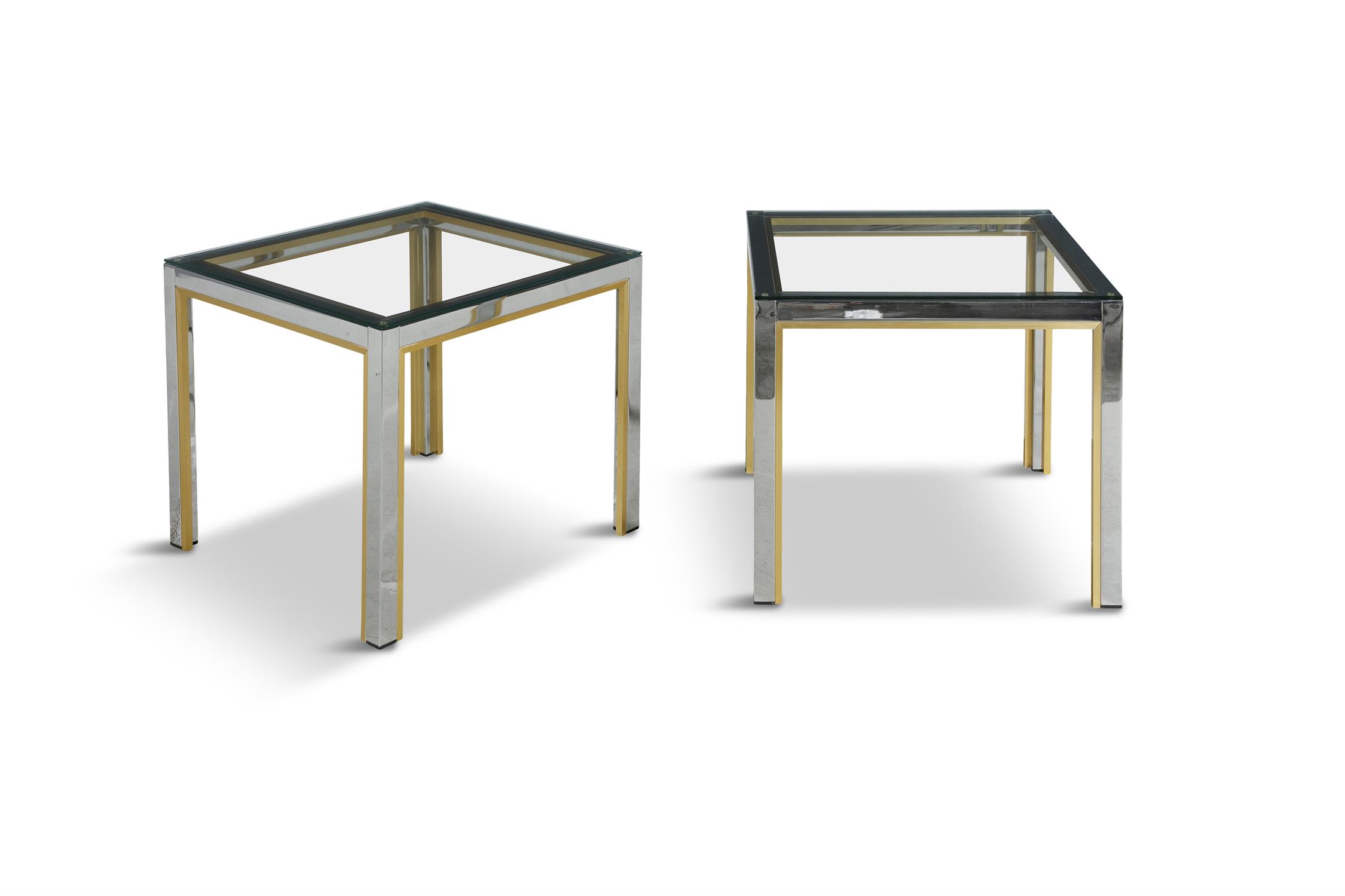 TABLES A pair of chrome and brass tables, attributed to Renato Zevi for Romeo Rega, with glass tops. - Image 3 of 4