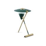 LAMP A brass and enamel desk lamp, Italy c.1980. 38cm (h)