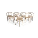 THONET A set of eight 'Model 209' chairs by Thonet, beech frame with cane seats,