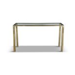 MAURO LIPPARINI (B. 1956) A brass console with a glass top by Mauro Lipparini, Italy c.1970.