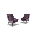 ARMCHAIRS A pair of purple velour upholstered armchairs, Italy c.1960. 90 x 72 x 72cm
