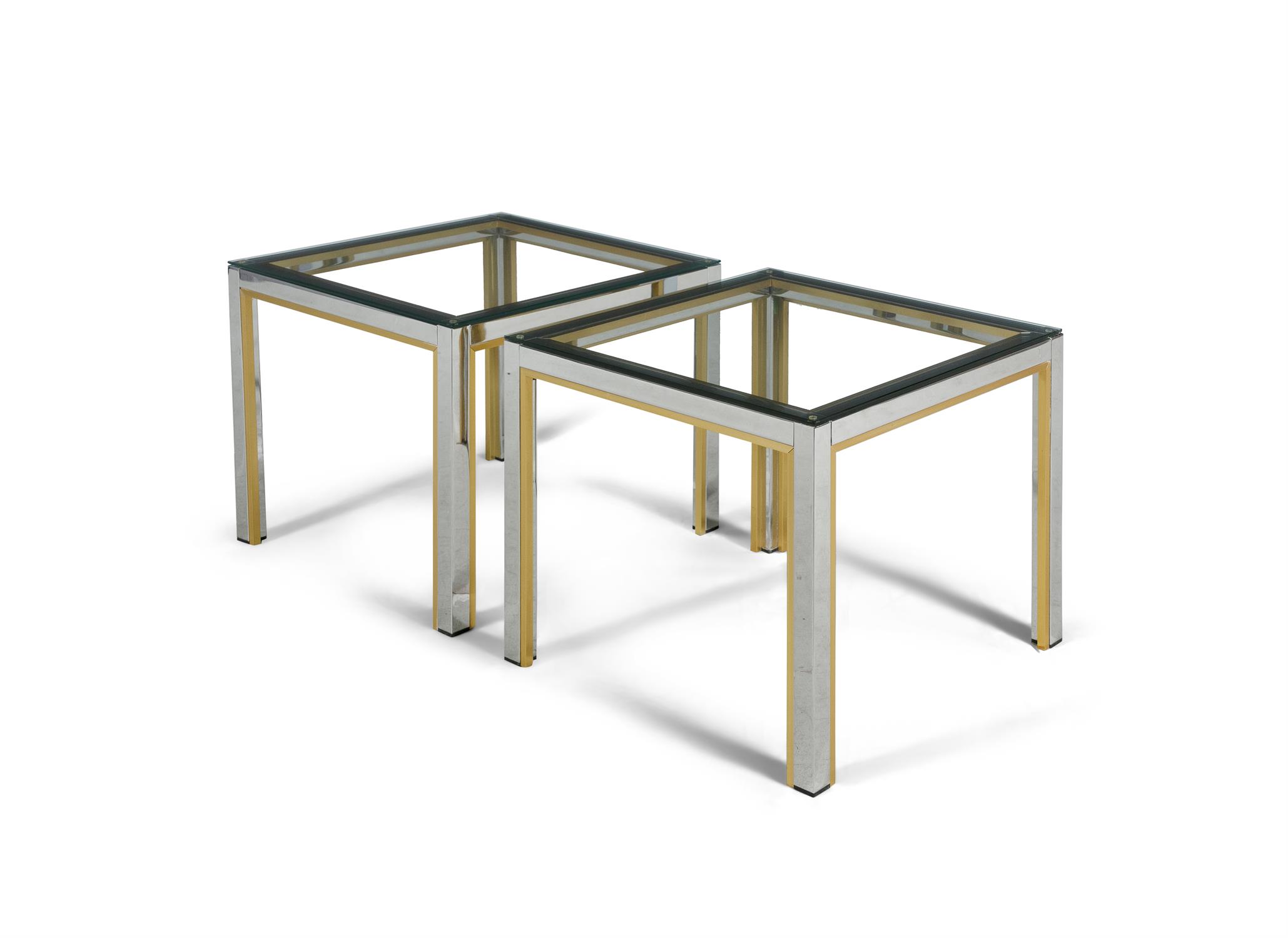 TABLES A pair of chrome and brass tables, attributed to Renato Zevi for Romeo Rega, with glass tops. - Image 4 of 4