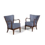 ALFRED CHRISTIANSEN A pair of button back armchairs by Alfred Christiansen, for Slagelse