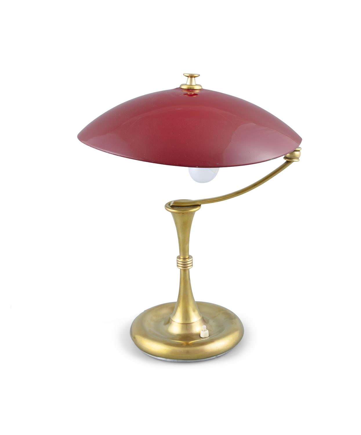 LAMP A brass and enamel desk lamp, Italy c.1960. 39cm (h)