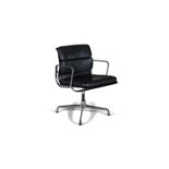 EAMES A soft pad chair Model EA208 by Eames produced by Vitra, chrome and leather with maker's