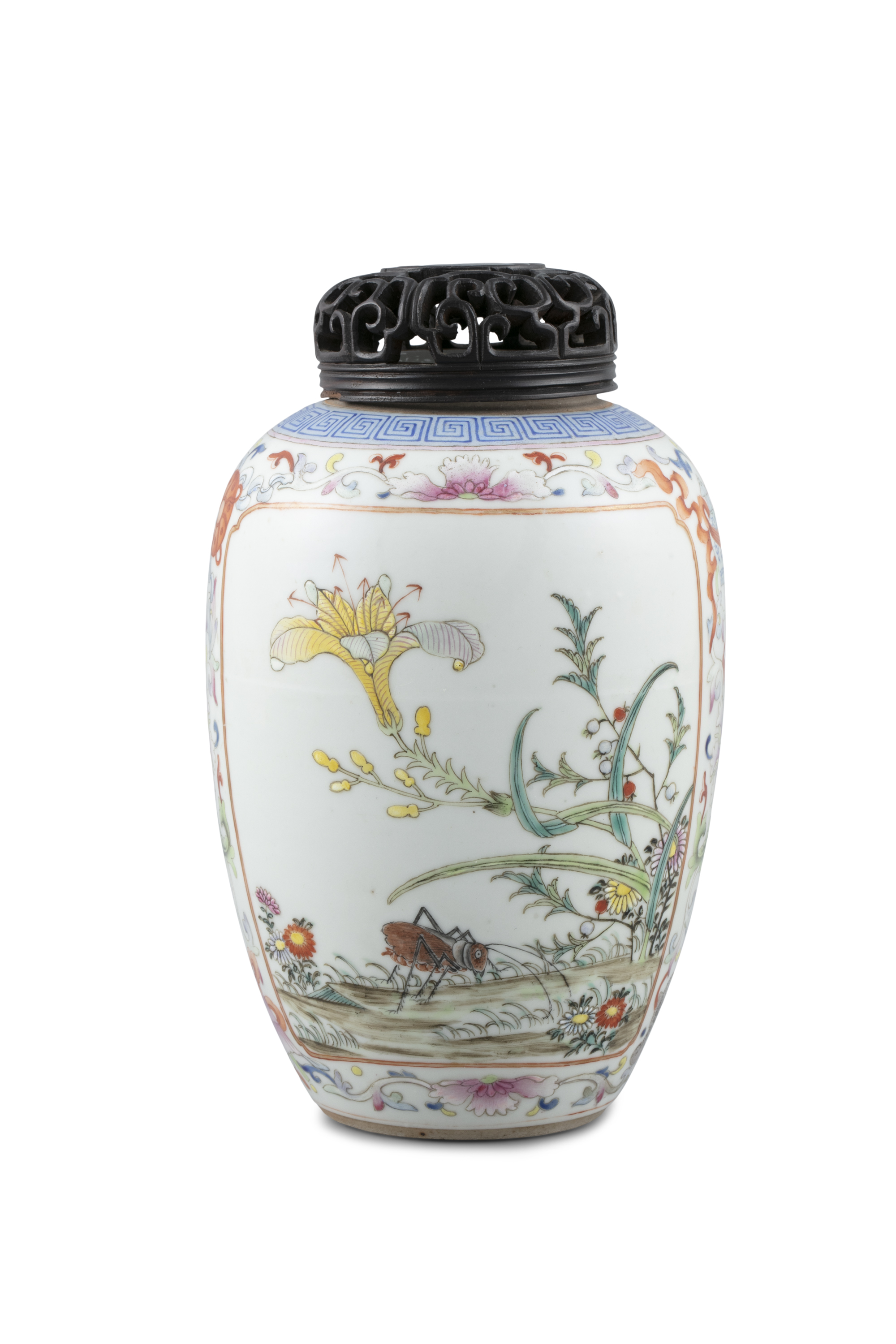 A FAMILLE ROSE PALETTE EGG SHAPED PORCELAIN VASE China, 19th to 20th century Richly adorned in the