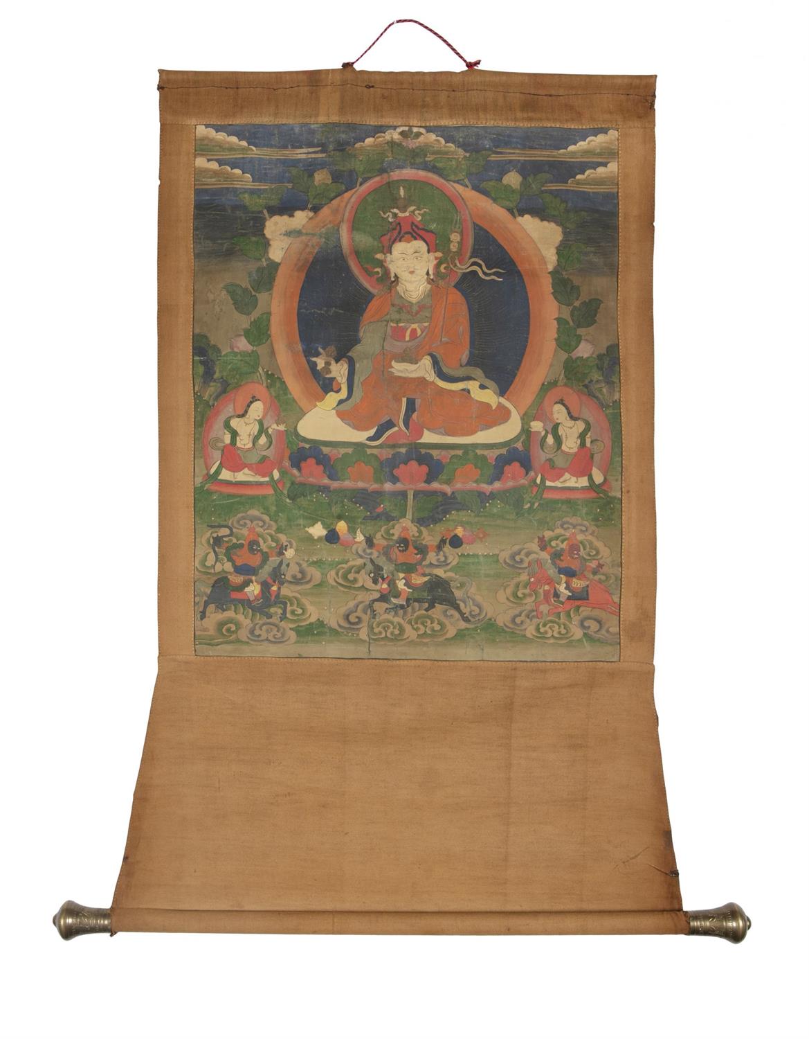 A THANGKA OF PADMASAMBHAVA Tibeto Chinese, 19th century With a fabric mount Dimensions (the sole - Image 6 of 6