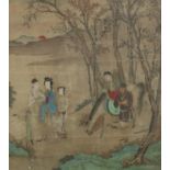 CHINESE SCHOOL, SEAL OF QIU YING 仇英 (1494-1552) Lady and attendants in a landscape at dawn