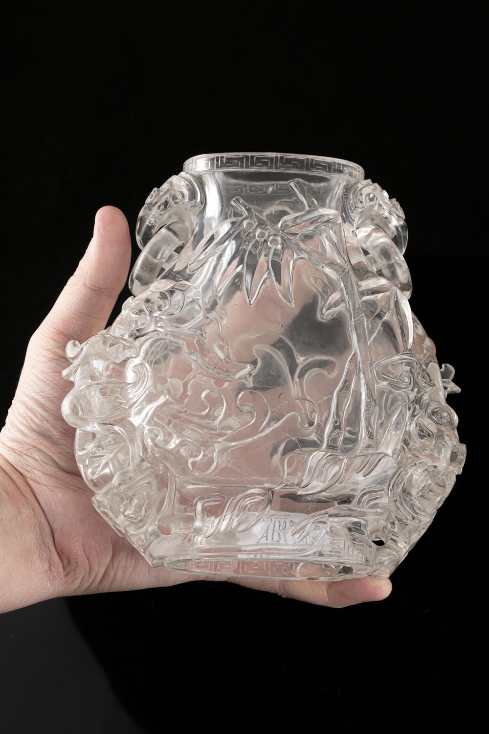 A LARGE ROCK-CRYSTAL LIDDED VASE WITH LOOSE RINGS HANDLES China, Qing Dynasty, 19th century Carved - Image 30 of 42