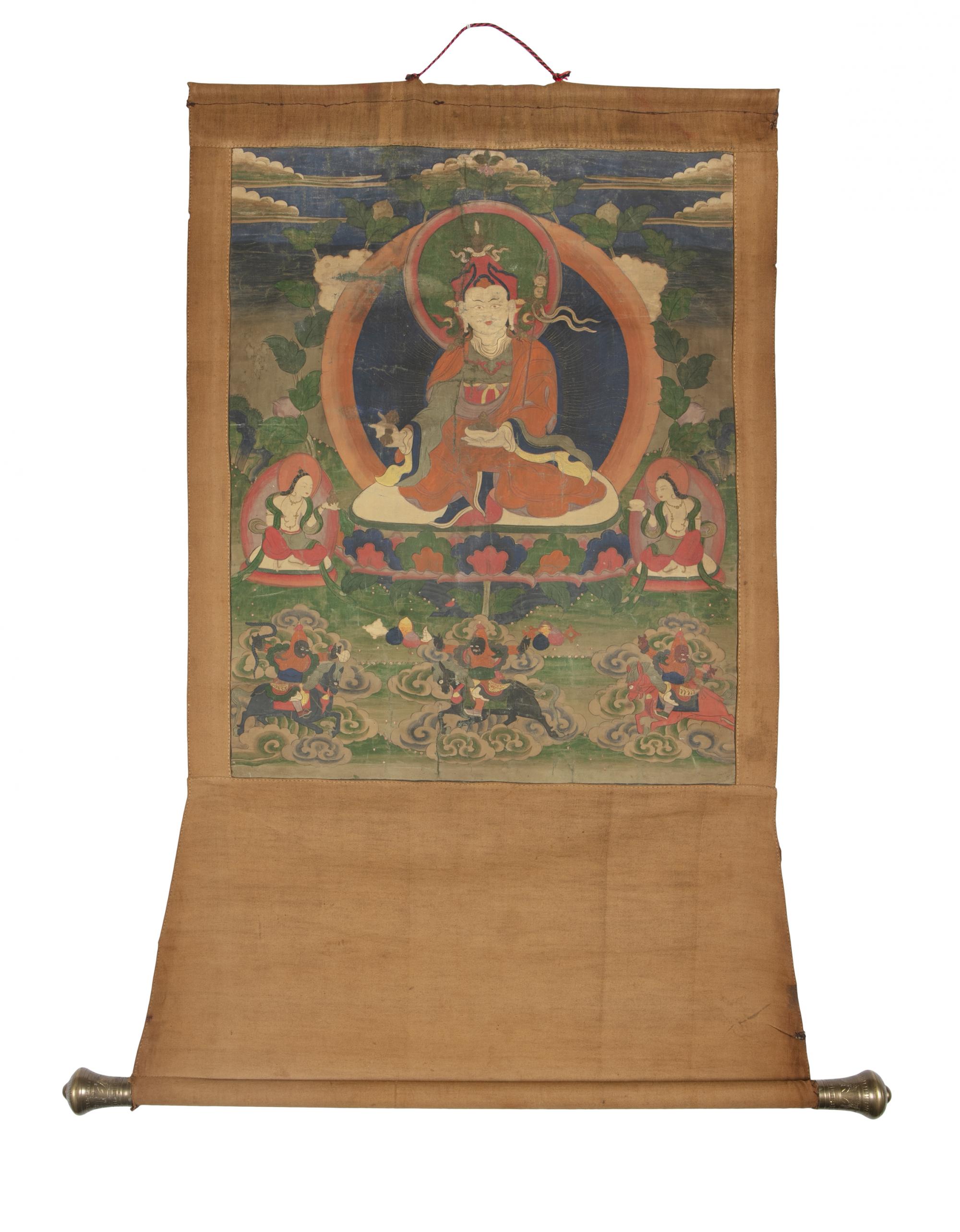 A THANGKA OF PADMASAMBHAVA Tibeto Chinese, 19th century With a fabric mount Dimensions (the sole - Image 4 of 6