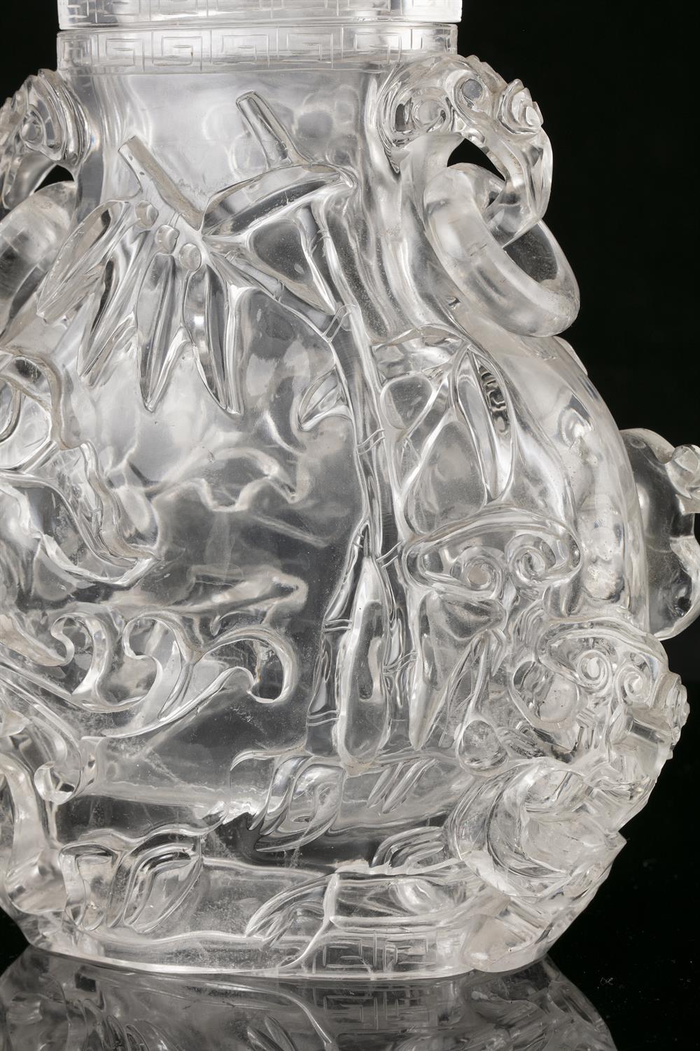 A LARGE ROCK-CRYSTAL LIDDED VASE WITH LOOSE RINGS HANDLES China, Qing Dynasty, 19th century Carved - Image 26 of 42