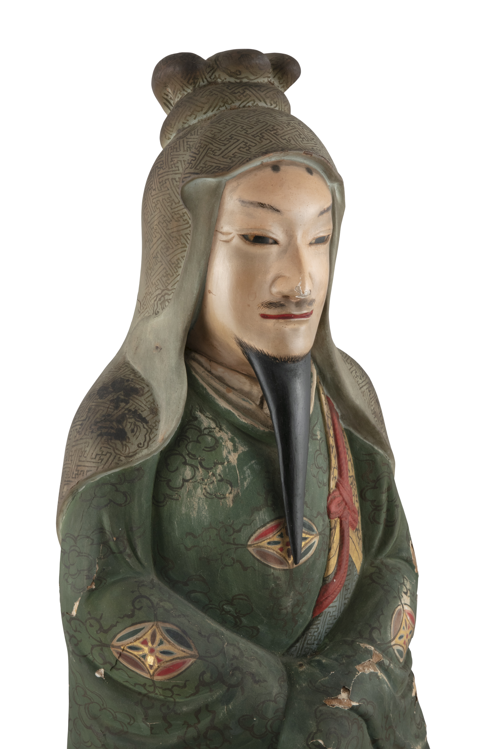 USHIYAMA 牛一山 - A LARGE POLYCHROMED VOTIVE BUDDHIST SCULPTURE OF PRINCE SHOTOKU AKA SHOTOKU TAISHI ( - Image 2 of 8