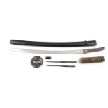 A SAMURAÏ SWORD, INSCRIBED WITH THE SIGNATURE SOSHU JU TSUNAHIRO Japan Blade description: -