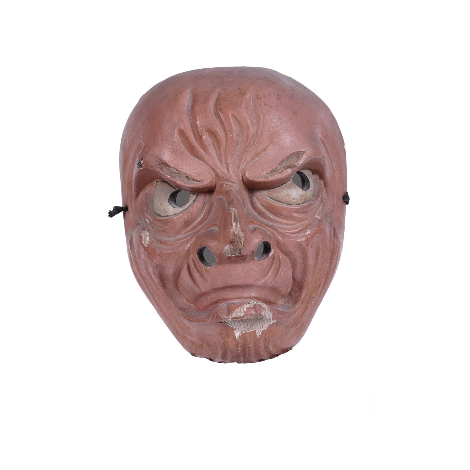 .A LACQUERED 'GRIMACING' WOODEN MASK Japan, 19th century H: 18,2 cm - w: 14,5 cm Provenance: A - Image 3 of 4