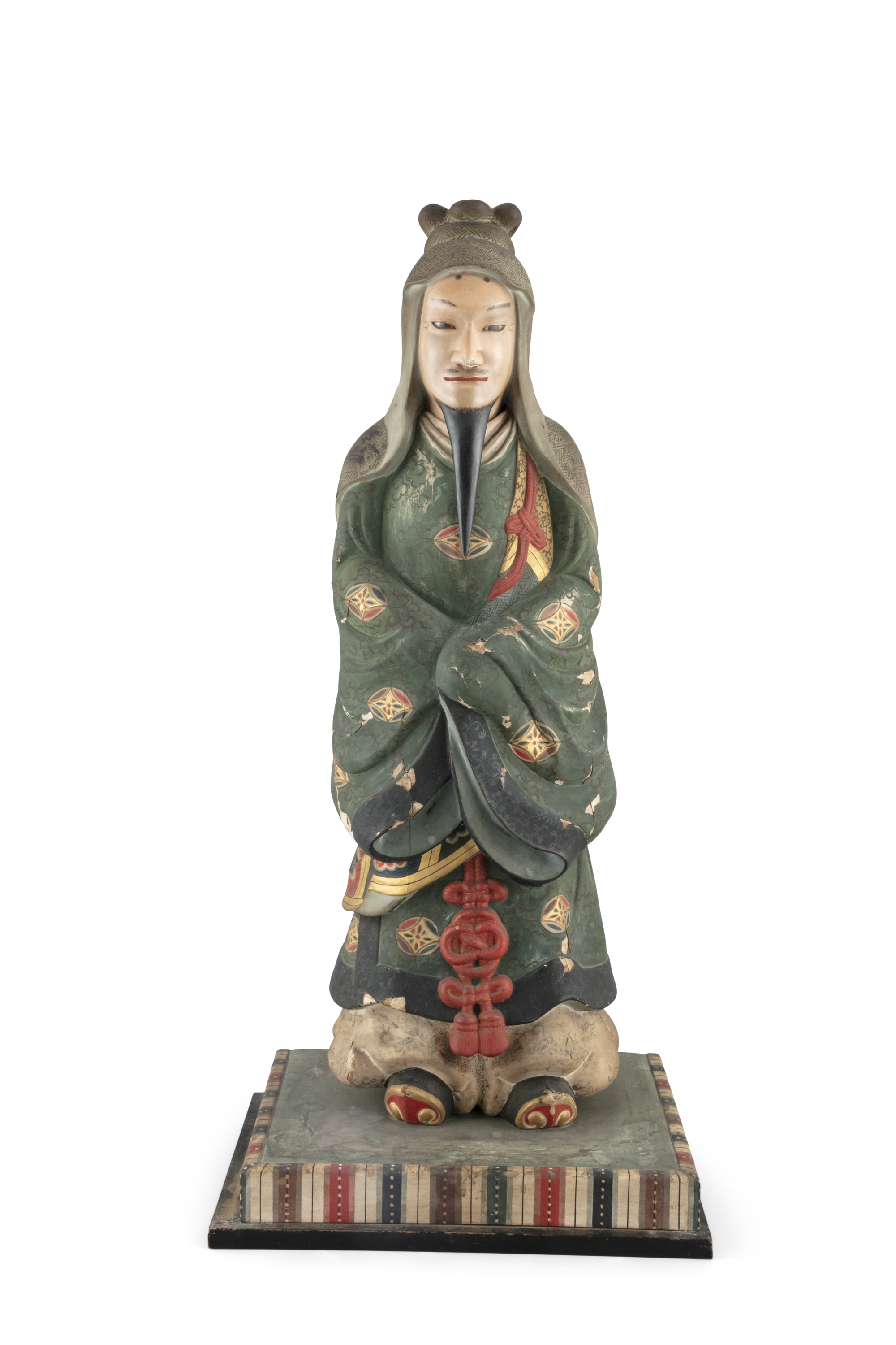 USHIYAMA 牛一山 - A LARGE POLYCHROMED VOTIVE BUDDHIST SCULPTURE OF PRINCE SHOTOKU AKA SHOTOKU TAISHI (