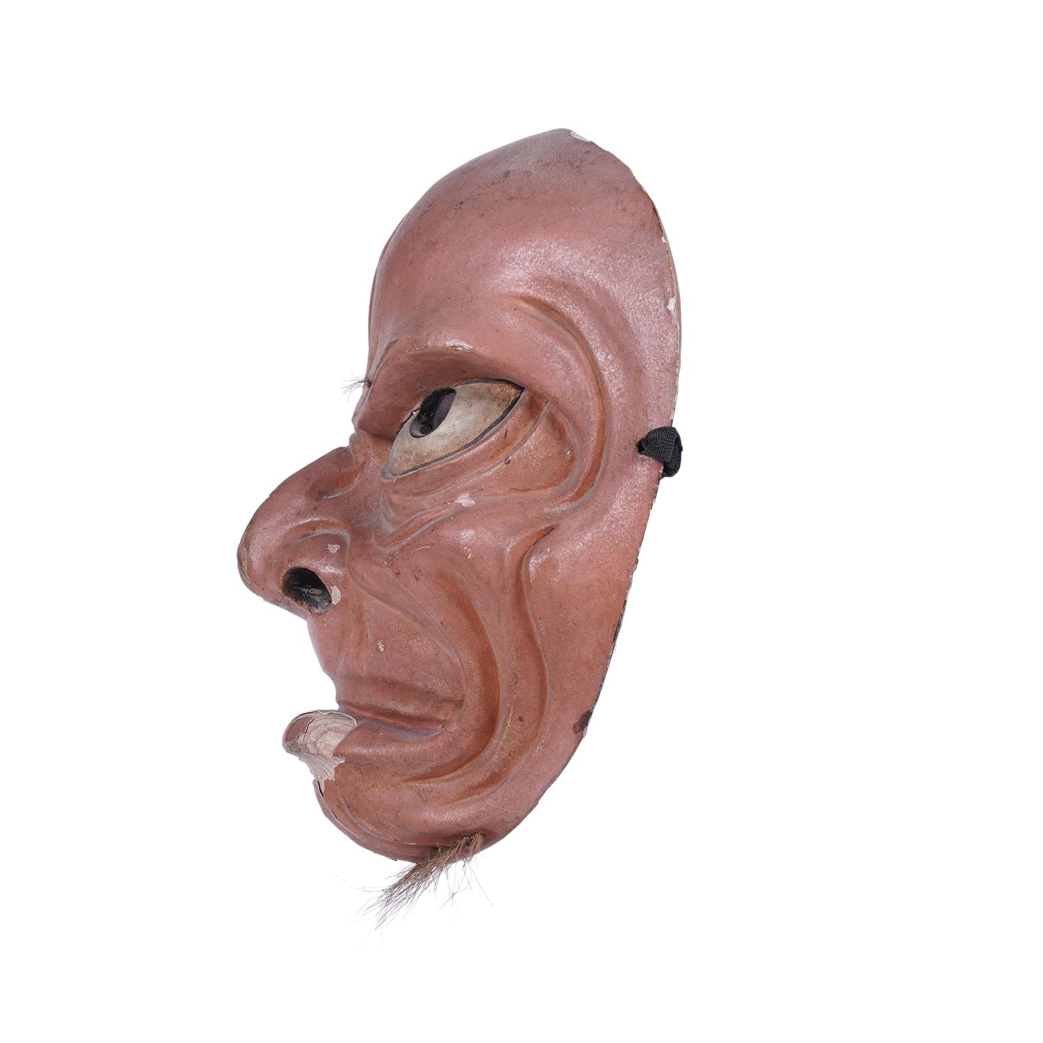 .A LACQUERED 'GRIMACING' WOODEN MASK Japan, 19th century H: 18,2 cm - w: 14,5 cm Provenance: A - Image 4 of 4