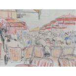 John Cosmo Clark (1897-1967) Café at Dieppe (1938) Crayon and charcoal, 22 x 29cm (8½ x 11½'')