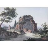 ITALIAN SCHOOL Architectural Ruins Watercolour, 13 x 18cm Inscribed with initials 'MR'