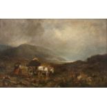 IRISH SCHOOL (19TH CENTURY) Gathering Turf Oil on canvas, 38 x 59cm Signed indistinctly