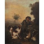 DUTCH SCHOOL (EARLY 19TH CENTURY) A Hunter with his Dogs in Landscape Oil on panel, 24 x 19cm