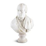 JOSEPH ROBINSON KIRK RHA (1921-1894) Bust of a Gentleman White statuary marble, 72cm high Signed and