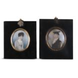 ENGLISH SCHOOL (19TH CENTURY) Miniature Portrait of a Lady Oval, watercolour, 7 x 5.5cm; Together