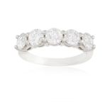 A DIAMOND FIVE-STONE RING Composed of five brilliant-cut diamonds within claw-setting,