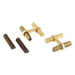 A PAIR OF INTERCHANGEABLE BATON CUFFLINKS, BY CARTIER, 1990 Double-sided: each polished bar,