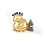 A SAPPHIRE, RUBY AND DIAMOND DRESS CLIP BROOCH, BY VAN CLEEF & ARPELS, CIRCA 1945 Designed as an