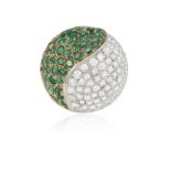 THE PRIVATE PROPERTY OF A NOBLE ITALIAN LADY AN EMERALD AND DIAMOND COCKTAIL RING Of circular